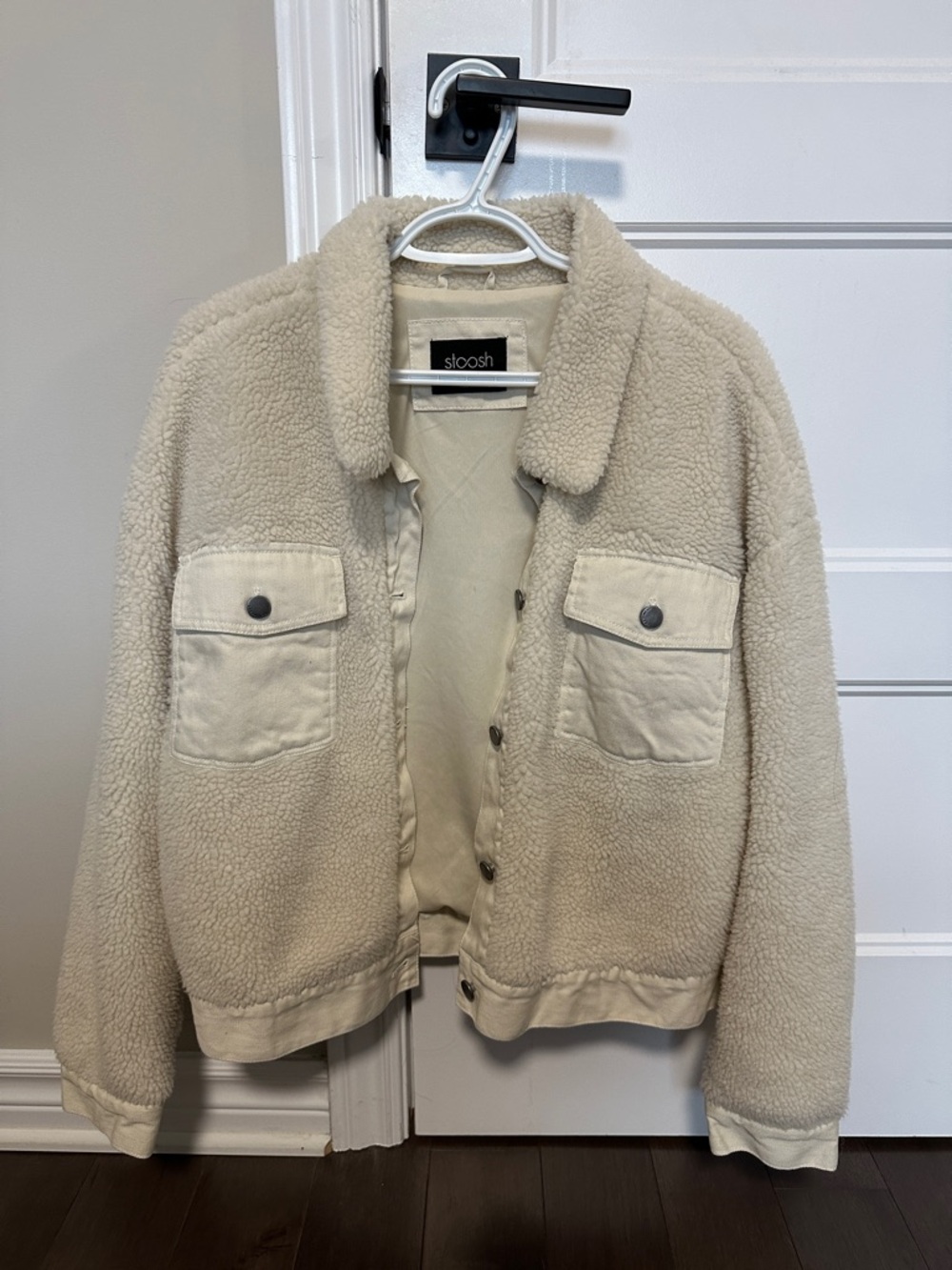 Stoosh Women’s Medium Cream Sherpa Button-Up Jacket
